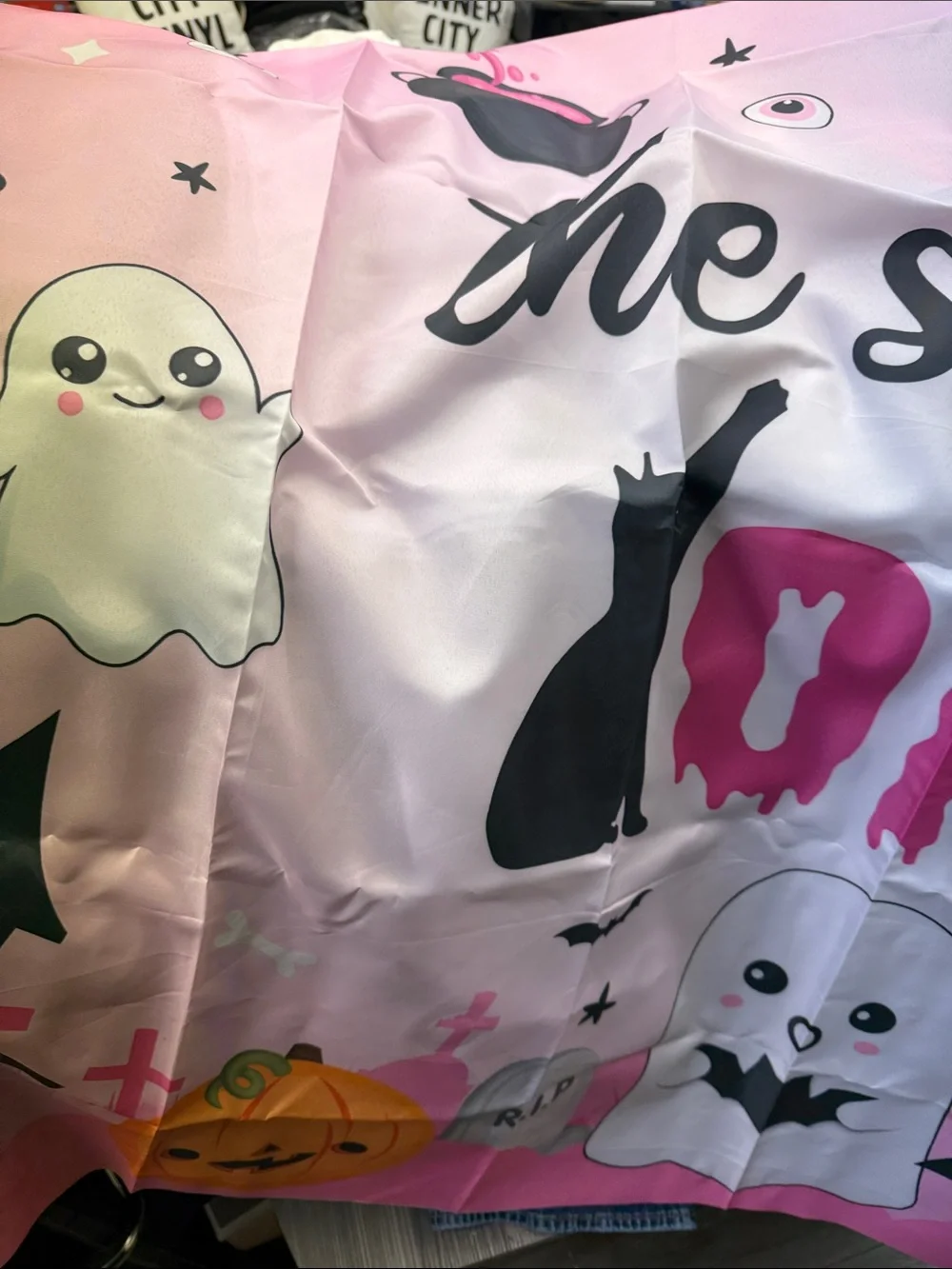 Kids One Year Birthday Halloween Ghost & Cat Print Backdrop and Balloon Kit new